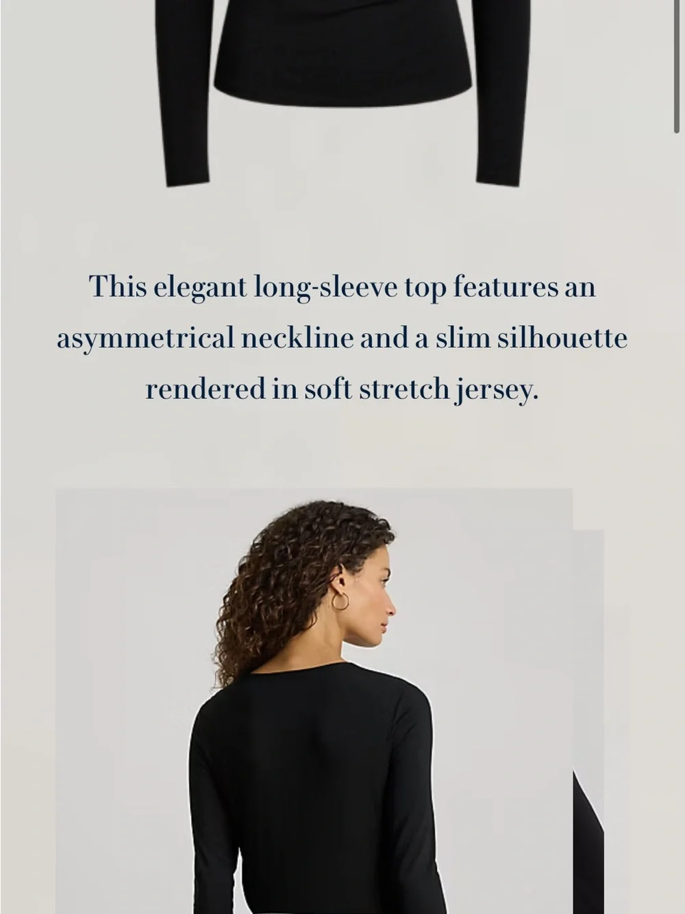 Lauren Ralph Lauren Black Asymmetrical Stretch Jersey Top - Picture 7 of 16